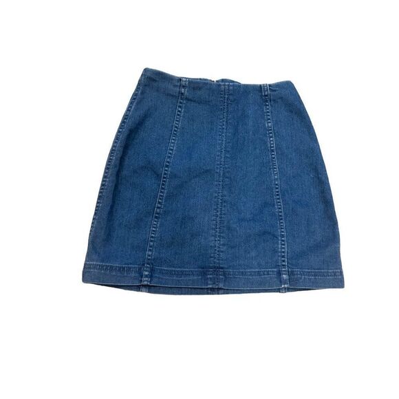 Free People Modern Femme Denim Skirt Jean Size 2 Center Seam A Line - Picture 1 of 6